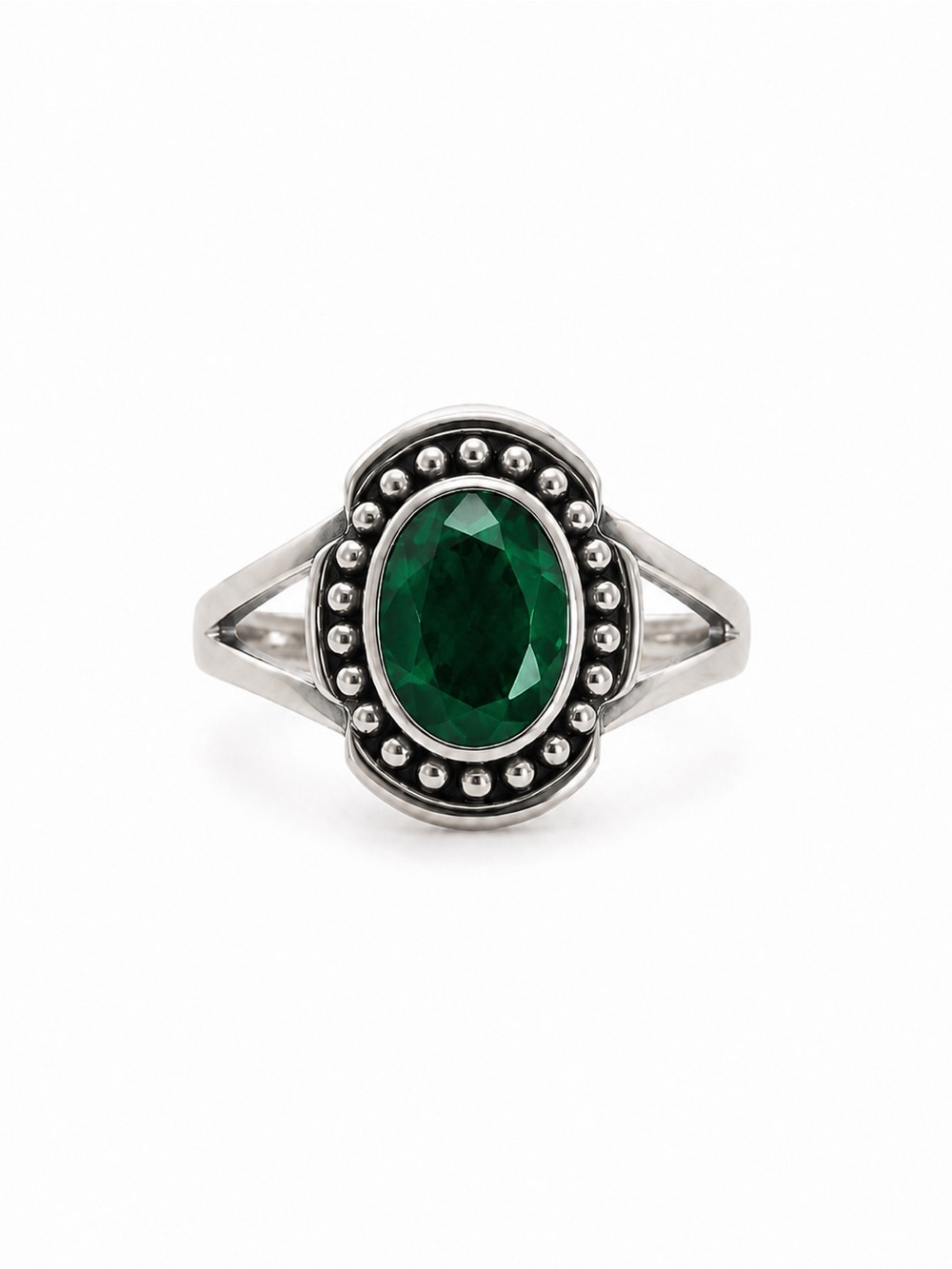 S925 Green Chalcedony Bubble Oval Ring